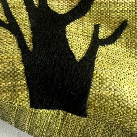 Mad Imports Handmade Clutch 10" Isadora Green Raffia Cotton Tree Silhouette - Picture 2 of 9